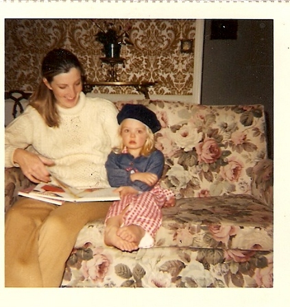 Deirdre aged 4 reading with her mum